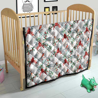 Cardinal Christmas White Quilt Xmas Pattern - Wonder Print Shop