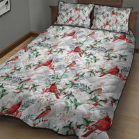 Cardinal Christmas White Quilt Bed Set Xmas Pattern - Wonder Print Shop