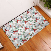 Cardinal Christmas White Rubber Doormat Xmas Pattern - Wonder Print Shop
