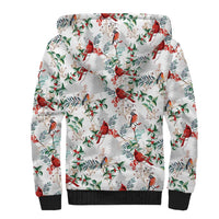Cardinal Christmas White Sherpa Hoodie Xmas Pattern - Wonder Print Shop