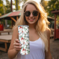 Cardinal Christmas White Skinny Tumbler Xmas Pattern - Wonder Print Shop