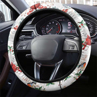Cardinal Christmas White Steering Wheel Cover Xmas Pattern - Wonder Print Shop