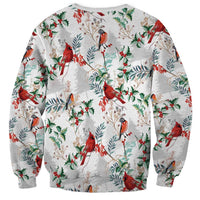 Cardinal Christmas White Sweatshirt Xmas Pattern - Wonder Print Shop