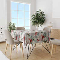 Cardinal Christmas White Tablecloth Xmas Pattern - Wonder Print Shop