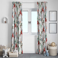 Cardinal Christmas White Window Curtain Xmas Pattern - Wonder Print Shop