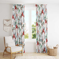 Cardinal Christmas White Window Curtain Xmas Pattern - Wonder Print Shop