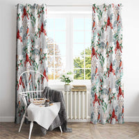 Cardinal Christmas White Window Curtain Xmas Pattern - Wonder Print Shop