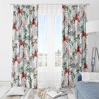 Cardinal Christmas White Window Curtain Xmas Pattern - Wonder Print Shop