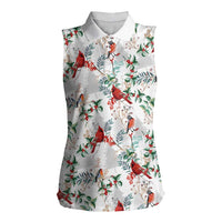 Cardinal Christmas White Women Sleeveless Polo Shirt Xmas Pattern - Wonder Print Shop