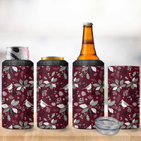 Cardinal Christmas Wine Red 4 in 1 Can Cooler Tumbler Xmas Pattern - Wonder Print Shop