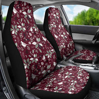 Cardinal Christmas Wine Red Car Seat Cover Xmas Pattern - Wonder Print Shop
