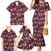 Cardinal Christmas Wine Red Family Matching Mermaid Dress and Hawaiian Shirt Xmas Pattern - Wonder Print Shop