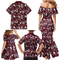 Cardinal Christmas Wine Red Family Matching Mermaid Dress and Hawaiian Shirt Xmas Pattern - Wonder Print Shop