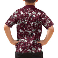 Cardinal Christmas Wine Red Family Matching Off Shoulder Short Dress and Hawaiian Shirt Xmas Pattern - Wonder Print Shop