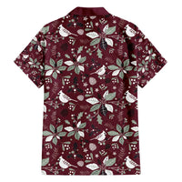 Cardinal Christmas Wine Red Family Matching Short Sleeve Bodycon Dress and Hawaiian Shirt Xmas Pattern - Wonder Print Shop