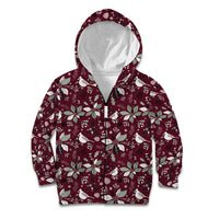 Cardinal Christmas Wine Red Kid Hoodie Xmas Pattern - Wonder Print Shop