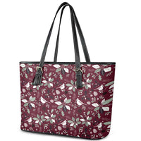 Cardinal Christmas Wine Red Leather Tote Bag Xmas Pattern - Wonder Print Shop