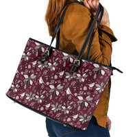 Cardinal Christmas Wine Red Leather Tote Bag Xmas Pattern - Wonder Print Shop