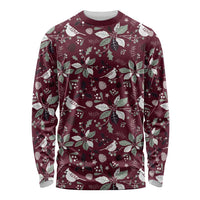 Cardinal Christmas Wine Red Long Sleeve Shirt Xmas Pattern - Wonder Print Shop