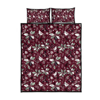 Cardinal Christmas Wine Red Quilt Bed Set Xmas Pattern - Wonder Print Shop