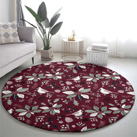 Cardical Christmas Wine Red Round Carpet Xmas Pattern