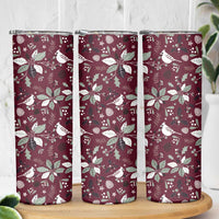 Cardinal Christmas Wine Red Skinny Tumbler Xmas Pattern - Wonder Print Shop