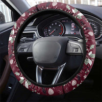 Cardinal Christmas Wine Red Steering Wheel Cover Xmas Pattern - Wonder Print Shop
