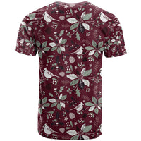 Cardinal Christmas Wine Red T Shirt Xmas Pattern - Wonder Print Shop