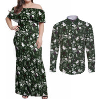 Cardinal Christmas Green Couples Matching Off Shoulder Maxi Dress and Long Sleeve Button Shirt Xmas Pattern - Wonder Print Shop
