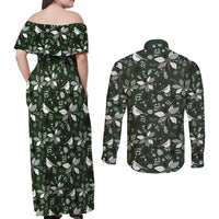 Cardinal Christmas Green Couples Matching Off Shoulder Maxi Dress and Long Sleeve Button Shirt Xmas Pattern - Wonder Print Shop
