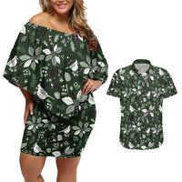 Cardinal Christmas Green Couples Matching Off Shoulder Short Dress and Hawaiian Shirt Xmas Pattern - Wonder Print Shop
