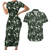 Cardinal Christmas Green Couples Matching Short Sleeve Bodycon Dress and Hawaiian Shirt Xmas Pattern - Wonder Print Shop