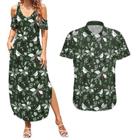 Cardinal Christmas Green Couples Matching Summer Maxi Dress and Hawaiian Shirt Xmas Pattern - Wonder Print Shop