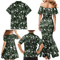 Cardinal Christmas Green Family Matching Mermaid Dress and Hawaiian Shirt Xmas Pattern - Wonder Print Shop