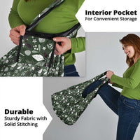Cardinal Christmas Green Grocery Bag Xmas Pattern