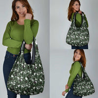 Cardinal Christmas Green Grocery Bag Xmas Pattern