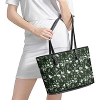 Cardinal Christmas Green Leather Tote Bag Xmas Pattern - Wonder Print Shop
