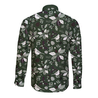 Cardinal Christmas Green Long Sleeve Button Shirt Xmas Pattern - Wonder Print Shop