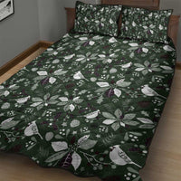 Cardinal Christmas Green Quilt Bed Set Xmas Pattern - Wonder Print Shop