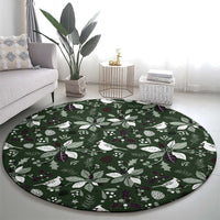Cardical Christmas Green Round Carpet Xmas Pattern