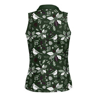 Cardinal Christmas Green Women Sleeveless Polo Shirt Xmas Pattern - Wonder Print Shop