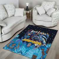 Bahamas Junkanoo Area Rug Bahamian Mask Blue Marlin - Wonder Print Shop