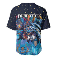 Personalized Bahamas Junkanoo Baseball Jersey Bahamian Mask Blue Marlin - Wonder Print Shop