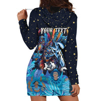 Personalized Bahamas Junkanoo Hoodie Dress Bahamian Mask Blue Marlin - Wonder Print Shop