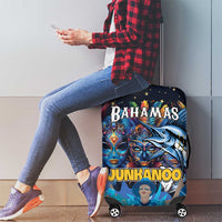 Bahamas Junkanoo Luggage Cover Bahamian Mask Blue Marlin - Wonder Print Shop