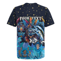 Personalized Bahamas Junkanoo Rugby Jersey Bahamian Mask Blue Marlin - Wonder Print Shop