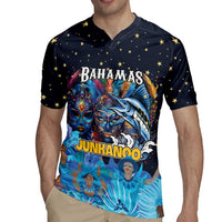 Personalized Bahamas Junkanoo Rugby Jersey Bahamian Mask Blue Marlin - Wonder Print Shop