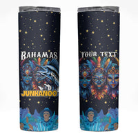 Personalized Bahamas Junkanoo Skinny Tumbler Bahamian Mask Blue Marlin - Wonder Print Shop