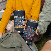 Personalized Bahamas Junkanoo Tumbler Cup Bahamian Mask Blue Marlin - Wonder Print Shop