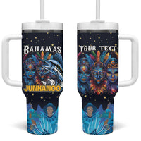 Personalized Bahamas Junkanoo Tumbler With Handle Bahamian Mask Blue Marlin - Wonder Print Shop